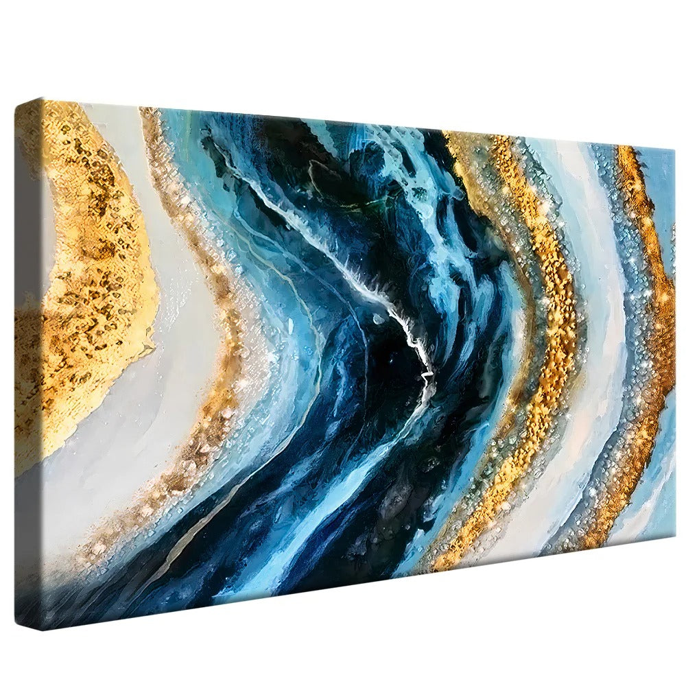 Luxury Blue and Gold Abstract Canvas