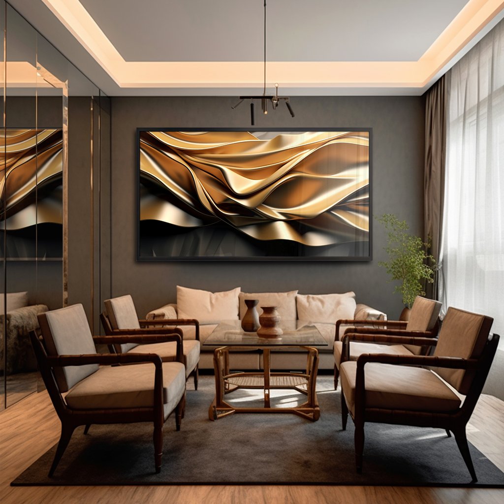 Luxury Gold 3D Abstract v77 Canvas