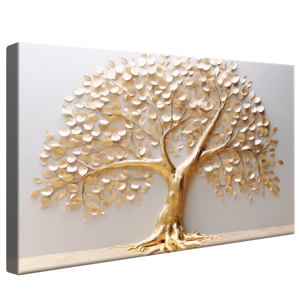 Luxury Gold Tree with Leaves Canvas