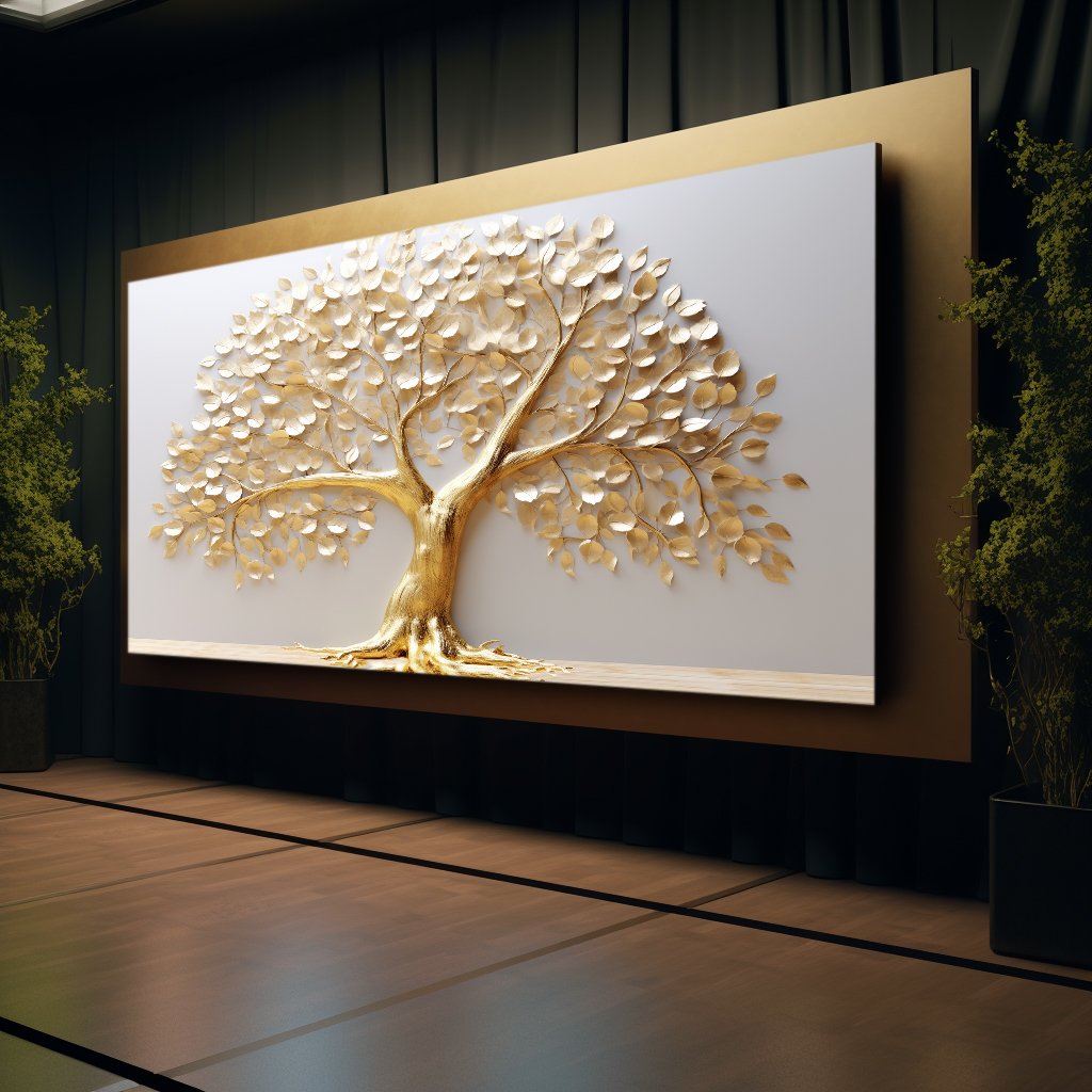 Luxury Gold Tree with Leaves Canvas