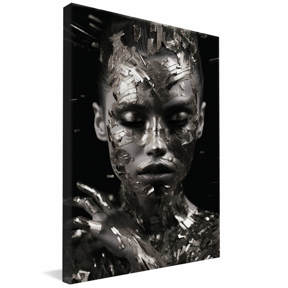 Luxury Woman Art Silver Canvas