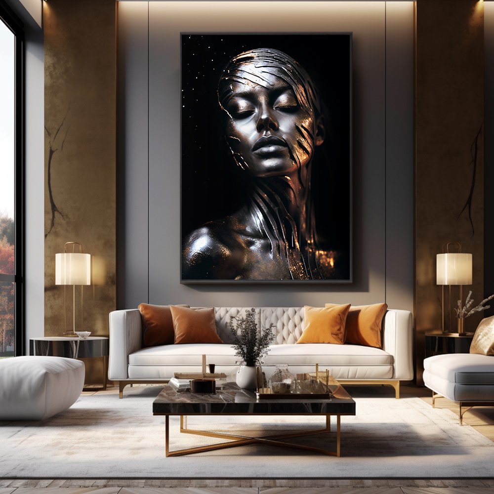 Luxury Woman Art Silver v74 Canvas