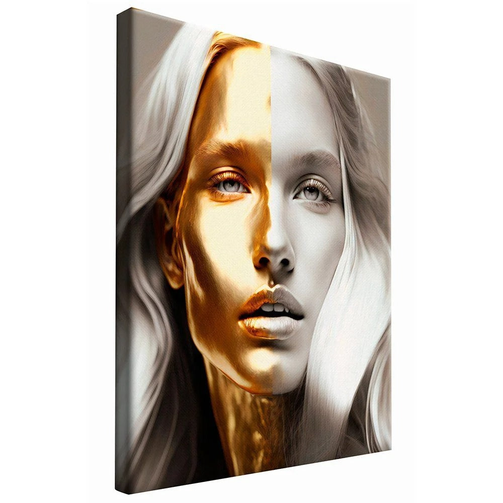 Luxury Woman in Gold and White Canvas