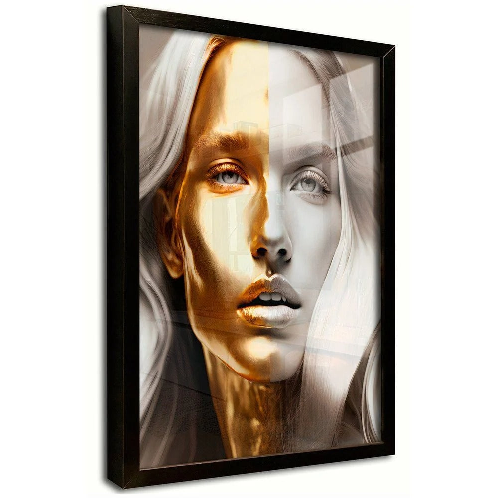 Luxury Woman in Gold and White Canvas