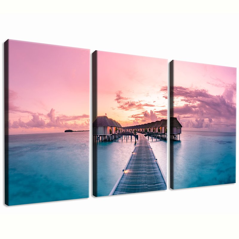 Maldive Panoramic Landscape Kit 3 Screens Canvas