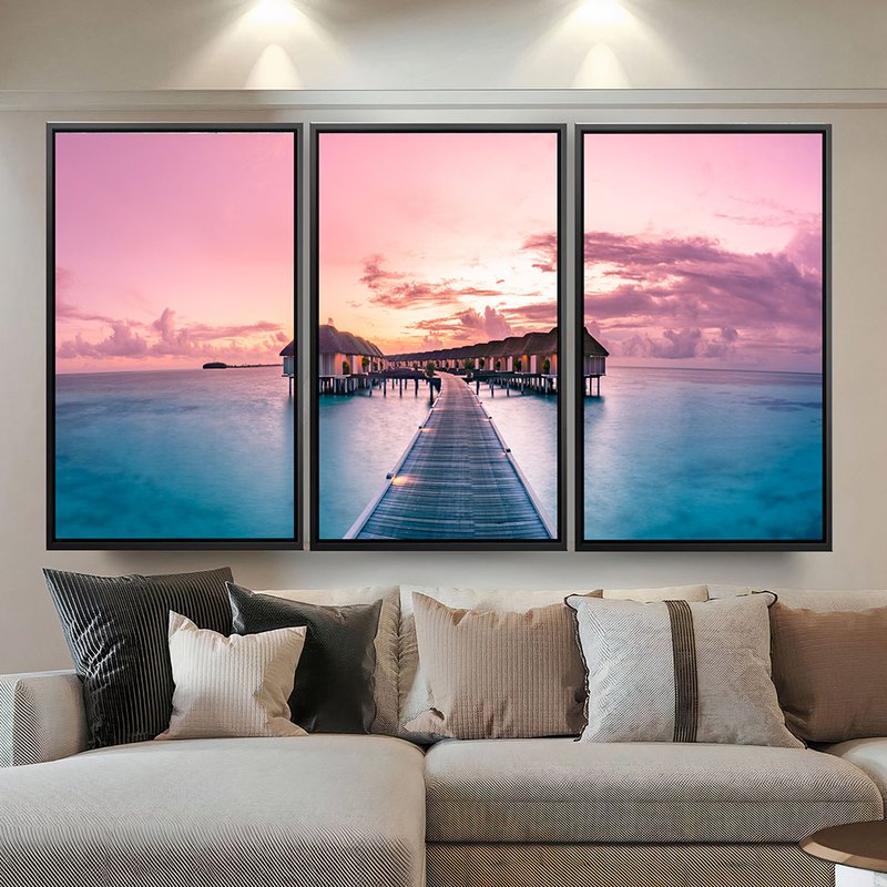 Maldive Panoramic Landscape Kit 3 Screens Canvas