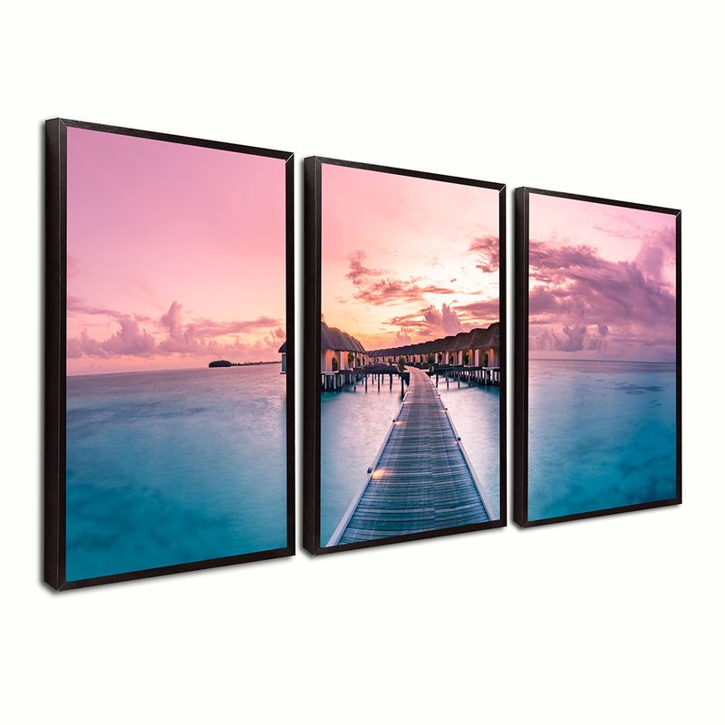 Maldive Panoramic Landscape Kit 3 Screens Canvas
