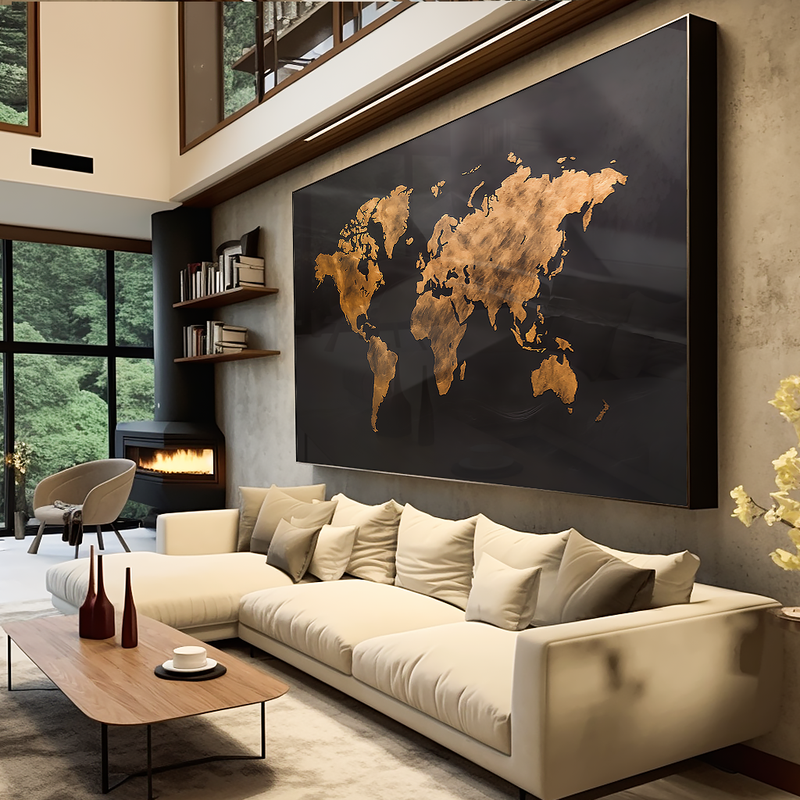 Map Land Black V798 Canvas