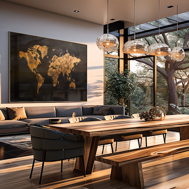 Map Land Black V798 Canvas