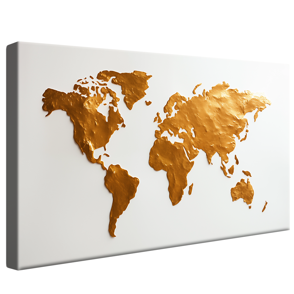 Map of the Earth White V799 Canvas