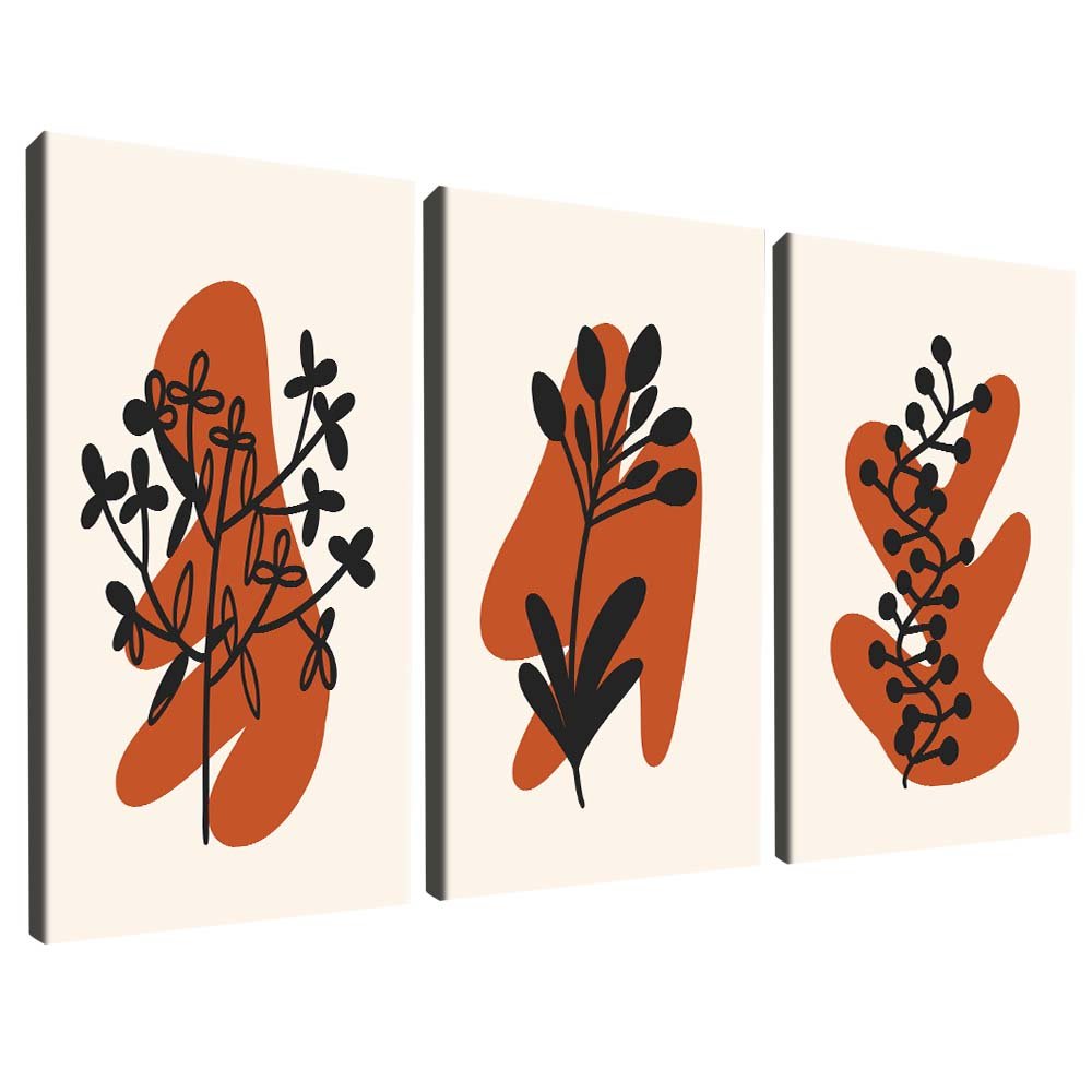 Minimalist Orange Floral Trio V1649 Canvas