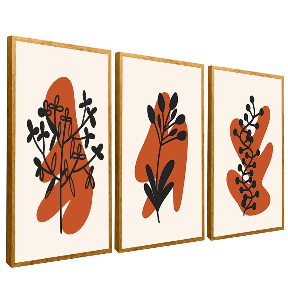 Minimalist Orange Floral Trio V1649 Canvas