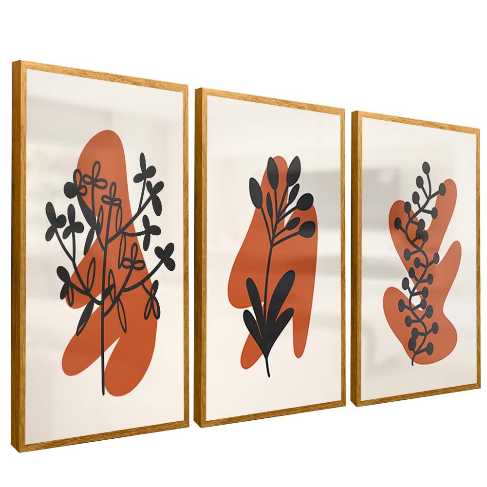 Minimalist Orange Floral Trio V1649 Canvas