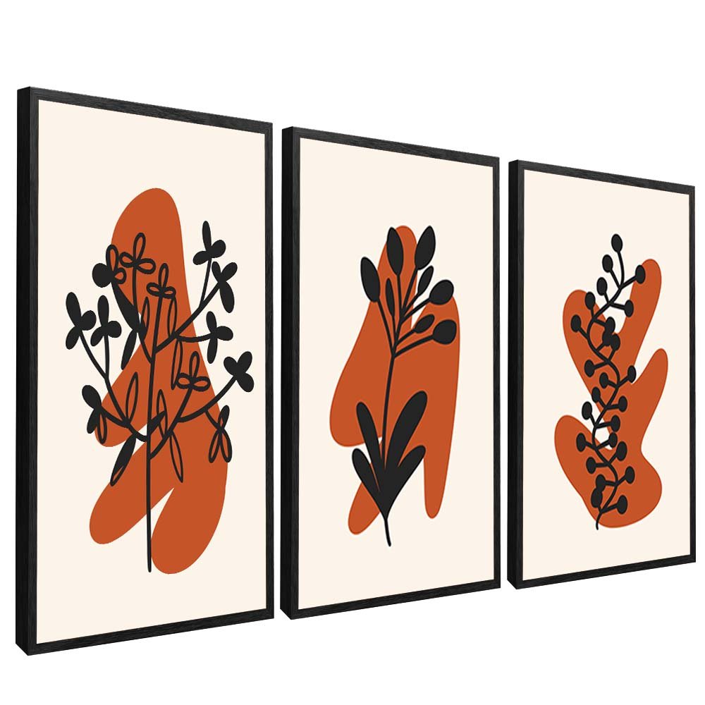 Minimalist Orange Floral Trio V1649 Canvas