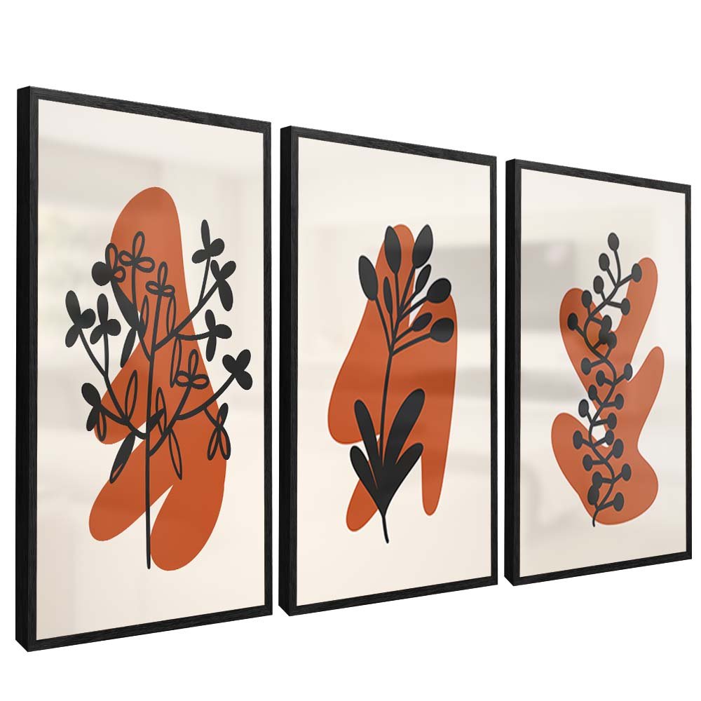 Minimalist Orange Floral Trio V1649 Canvas