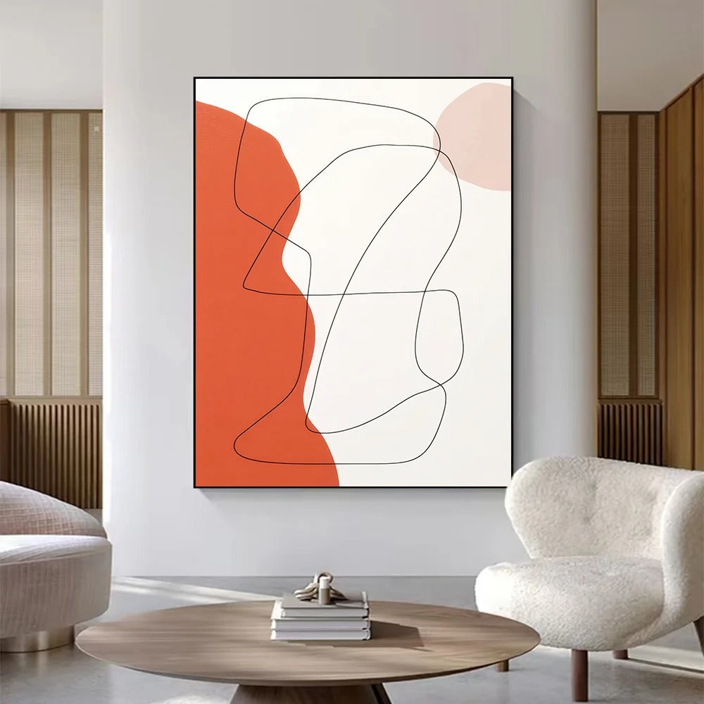 Modern Abstract Orange Lines Canvas