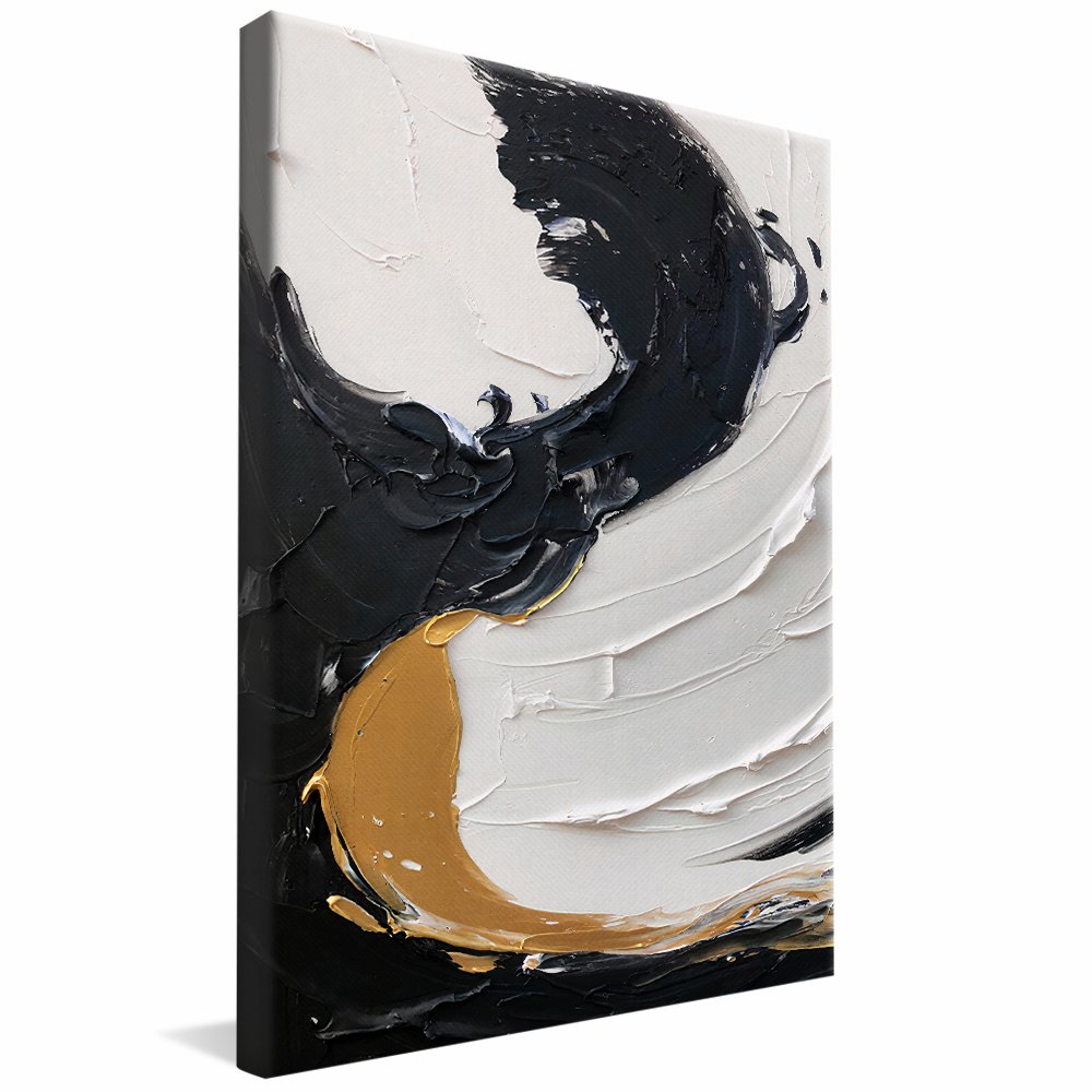 Modern Minimalist Black and Gold Abstract Canvas