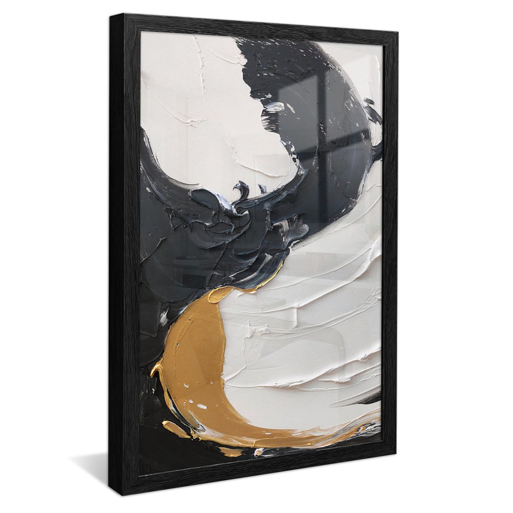 Modern Minimalist Black and Gold Abstract Canvas