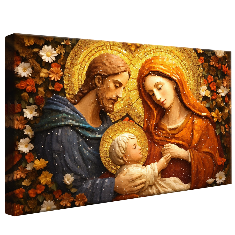 Mosaic Mary, Joseph, and Jesus v745 Canvas