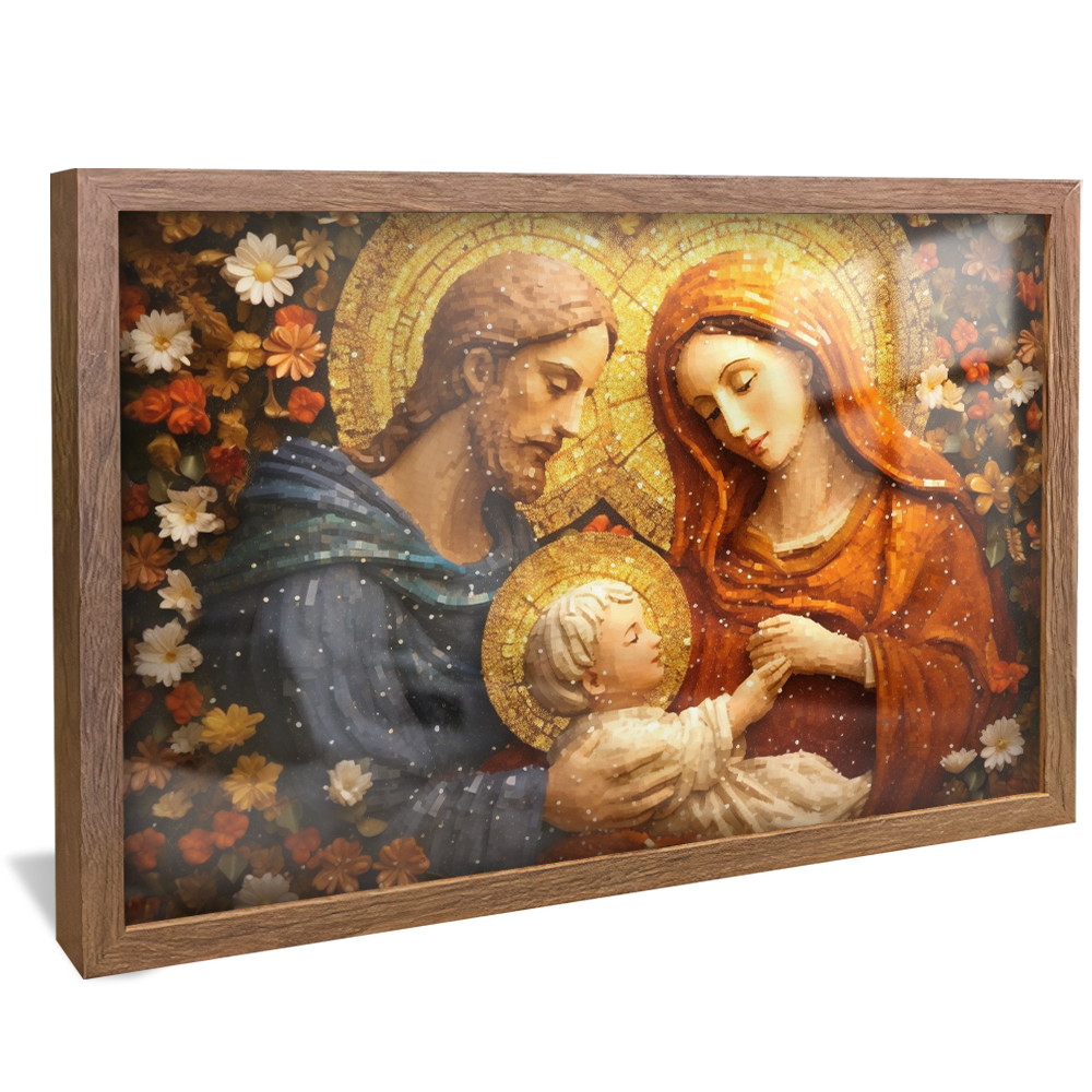 Mosaic Mary, Joseph, and Jesus v745 Canvas