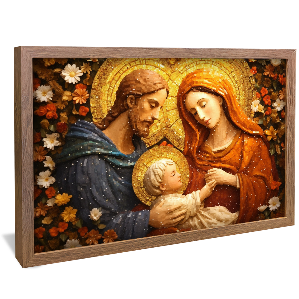 Mosaic Mary, Joseph, and Jesus v745 Canvas