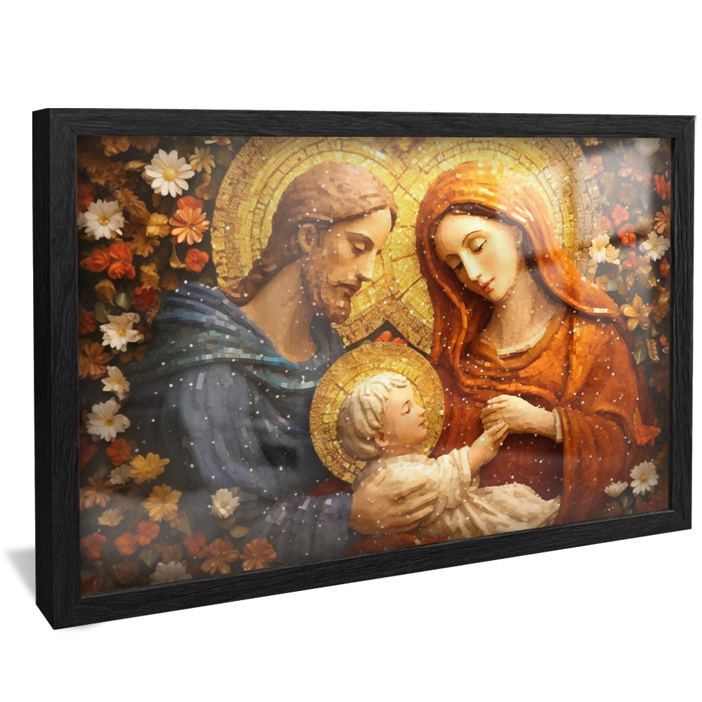 Mosaic Mary, Joseph, and Jesus v745 Canvas