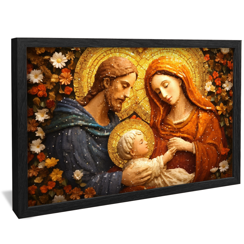 Mosaic Mary, Joseph, and Jesus v745 Canvas