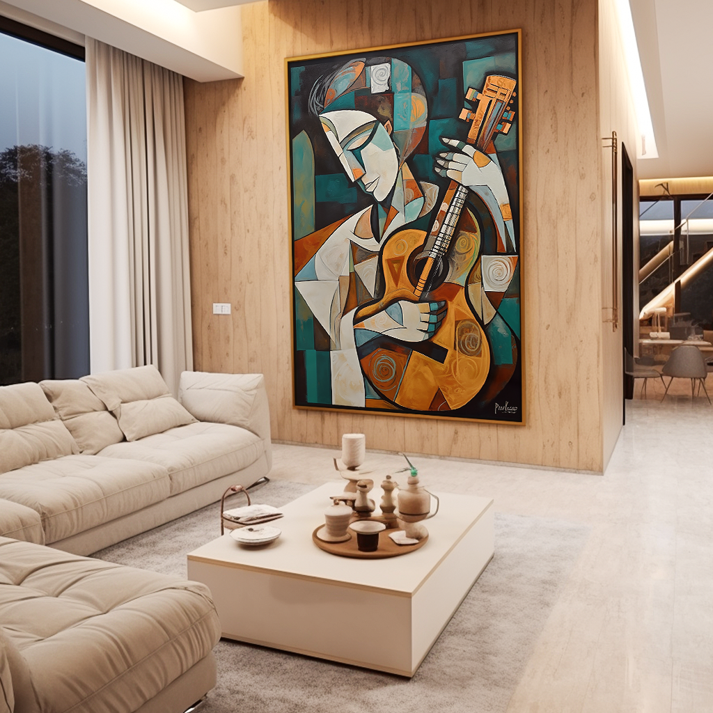 Mosaic of Man Playing Guitar V913 Canvas