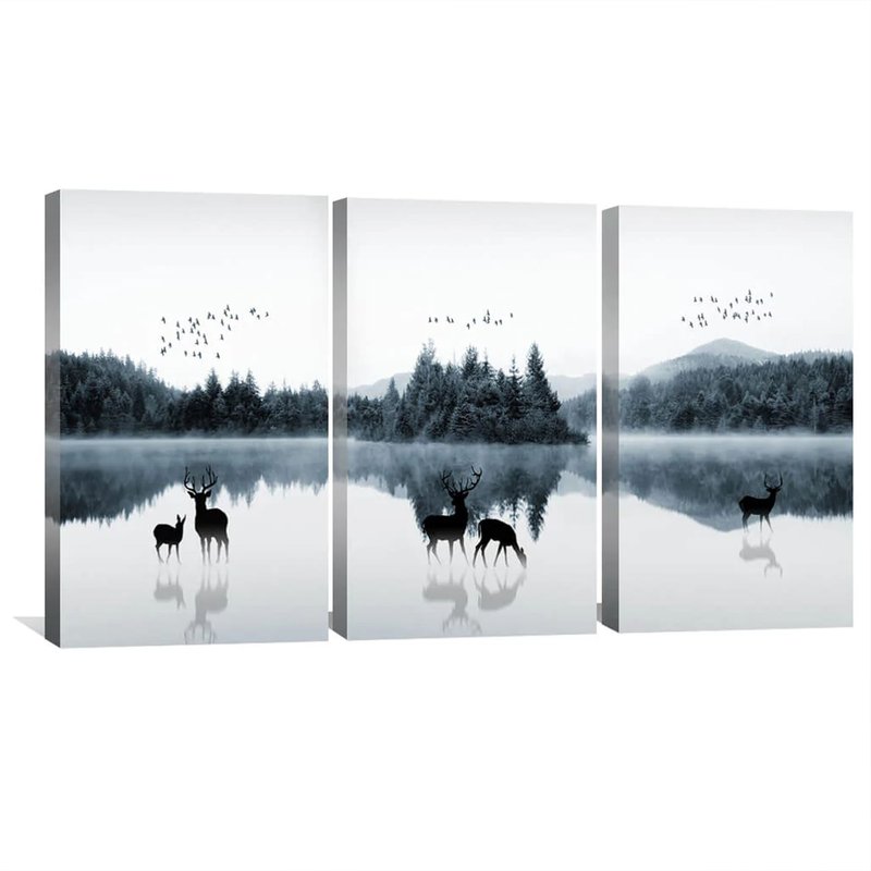 Mystical Lake of 3 Screens Canvas