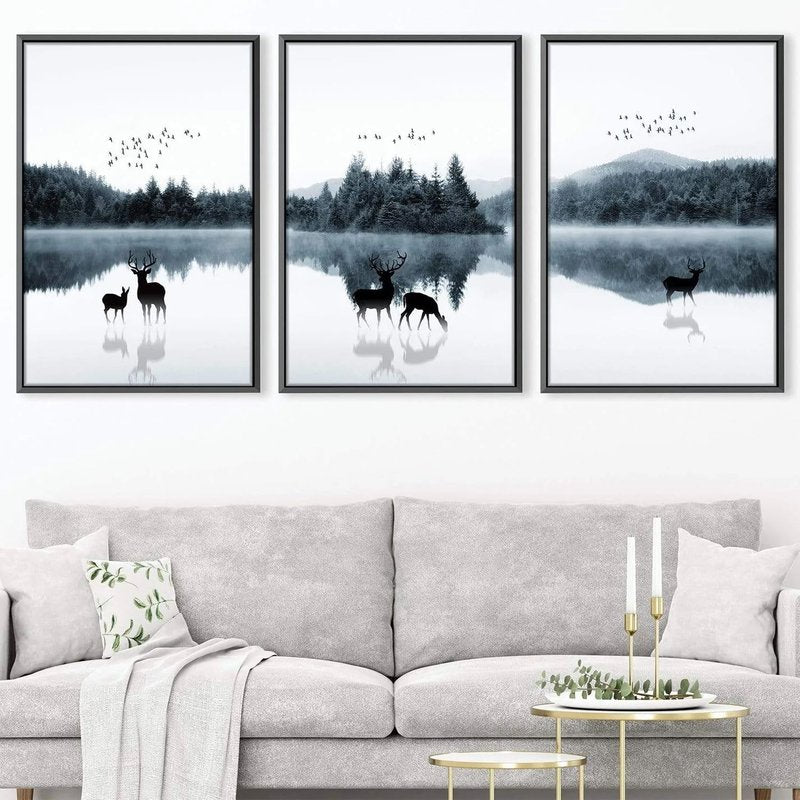 Mystical Lake of 3 Screens Canvas