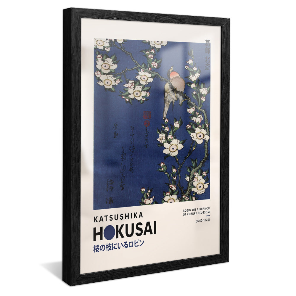 Katsushika Hokusai Robin On A Branch Of Cherry Blossom V2394 Canvas