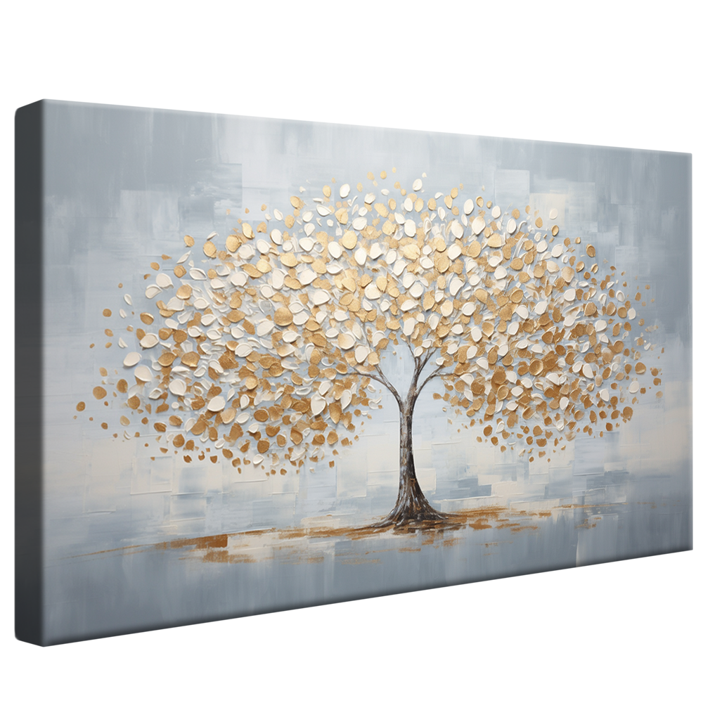 Paint Drips Golden Tree V776 Canvas