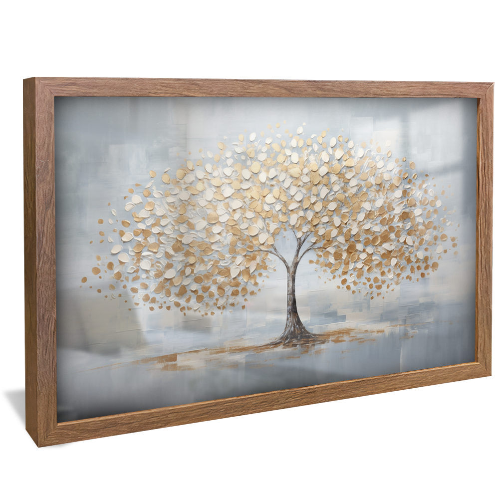 Paint Drips Golden Tree V776 Canvas