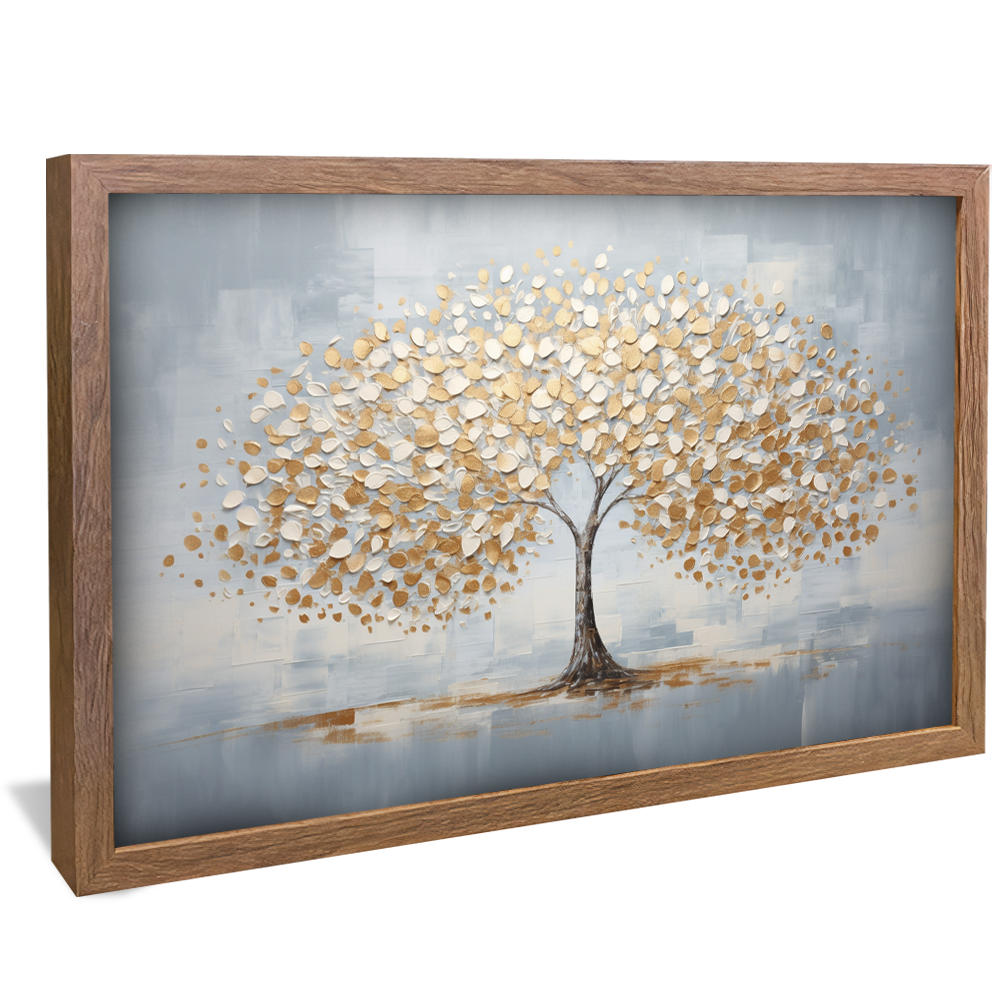 Paint Drips Golden Tree V776 Canvas