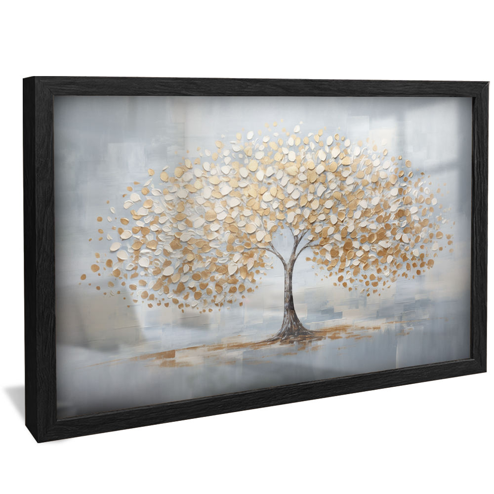 Paint Drips Golden Tree V776 Canvas