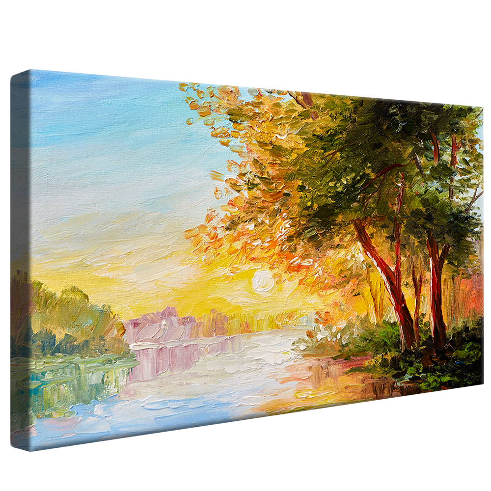 Painting Landscape Lake and Tree V894 Canvas