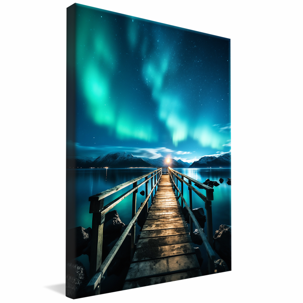 Pier and Northern Lights Canvas