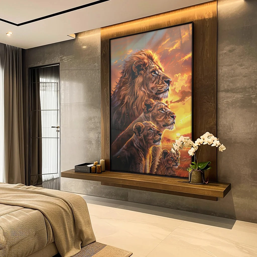 Portrait of Lions at Sunset v1443 Canvas