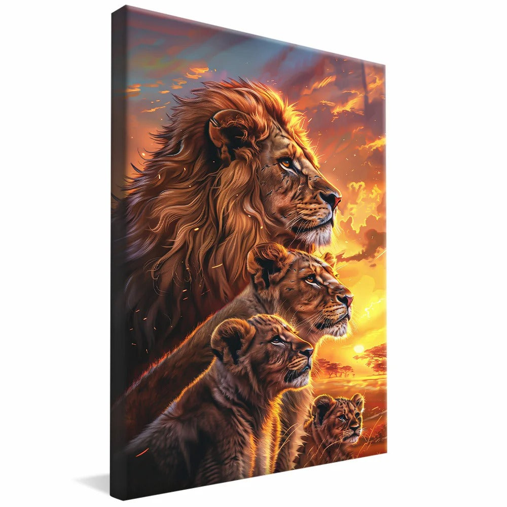 Portrait of Lions at Sunset v1443 Canvas