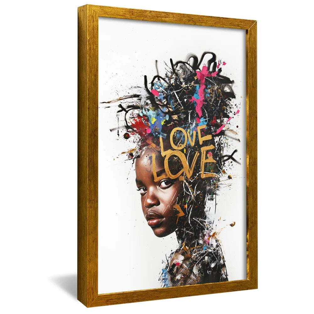 Portrait of a Woman and Love Street Art Canvas V1332