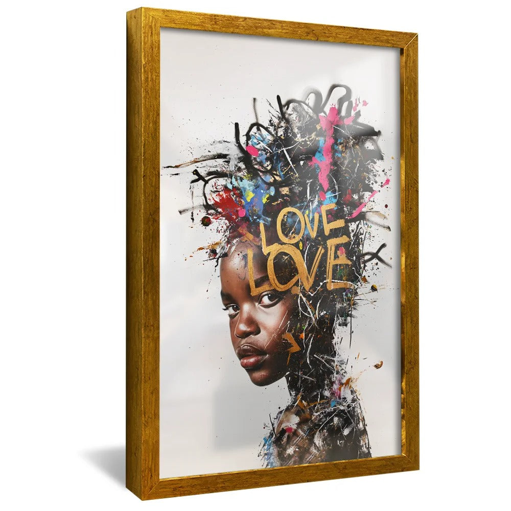 Portrait of a Woman and Love Street Art Canvas V1332