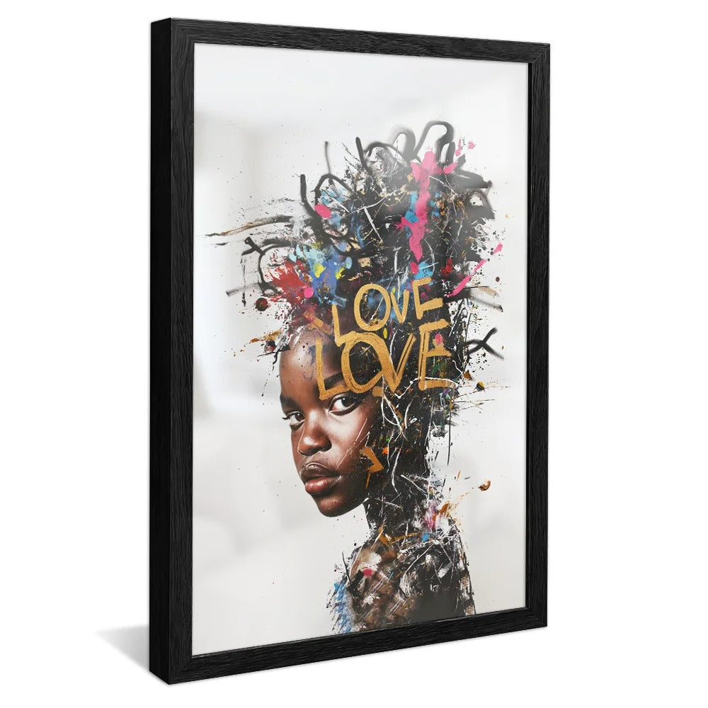 Portrait of a Woman and Love Street Art Canvas V1332