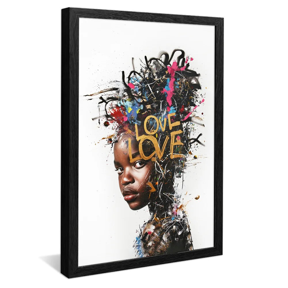 Portrait of a Woman and Love Street Art Canvas V1332