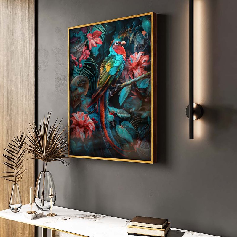 Quetzal and Flowers V1678 Canvas