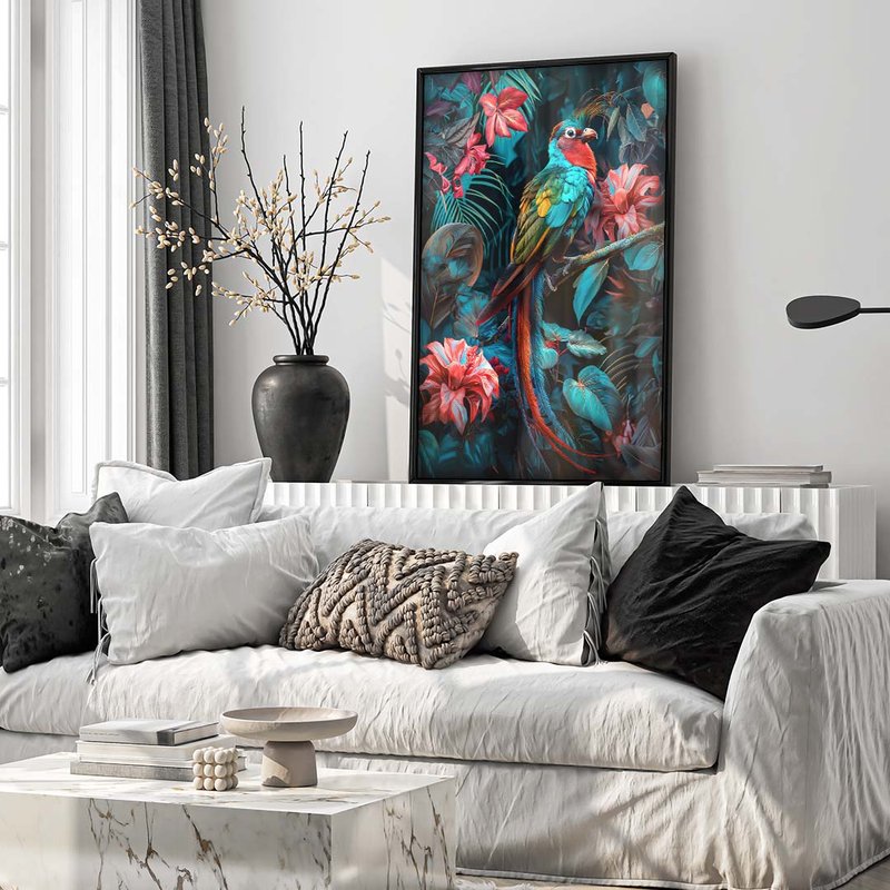 Quetzal and Flowers V1678 Canvas