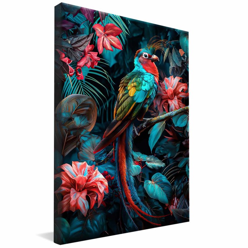 Quetzal and Flowers V1678 Canvas