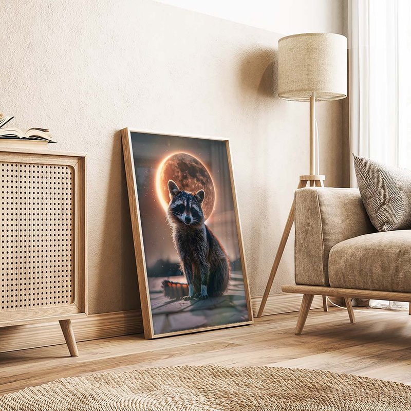 Raccoon and the Moon V1692 Canvas