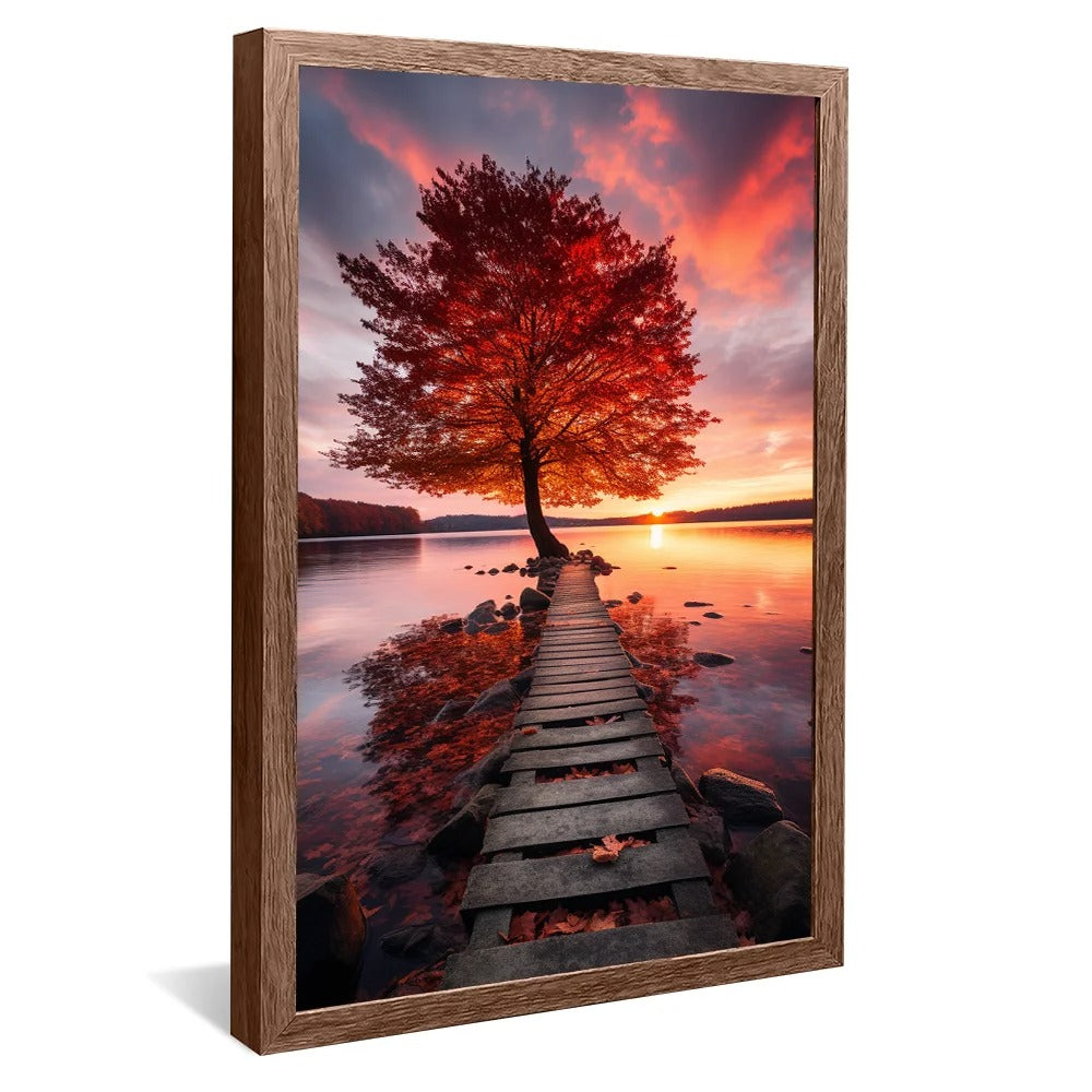 Red Tree Landscape Canvas V96