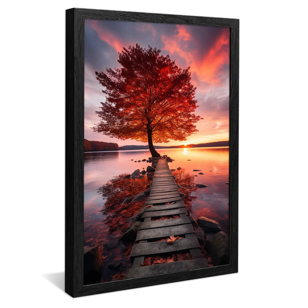 Red Tree Landscape Canvas V96