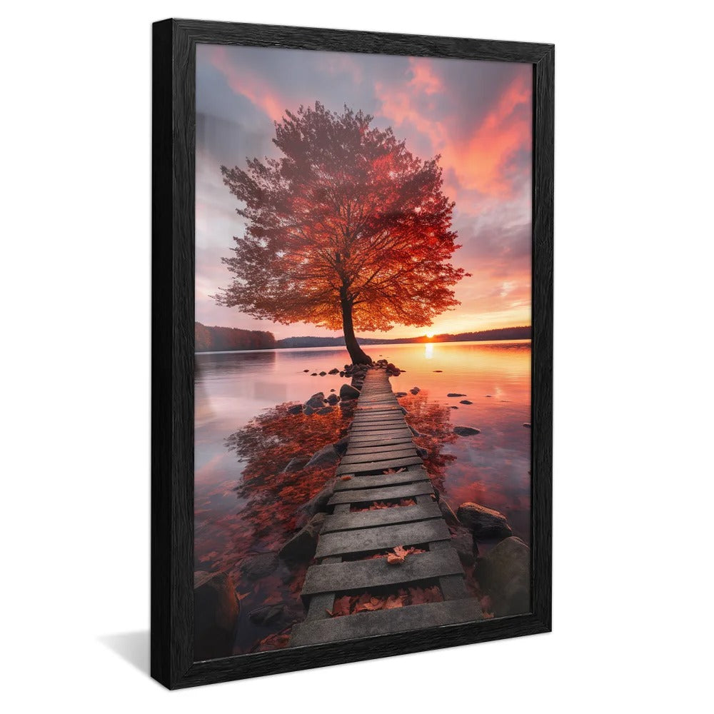 Red Tree Landscape Canvas V96